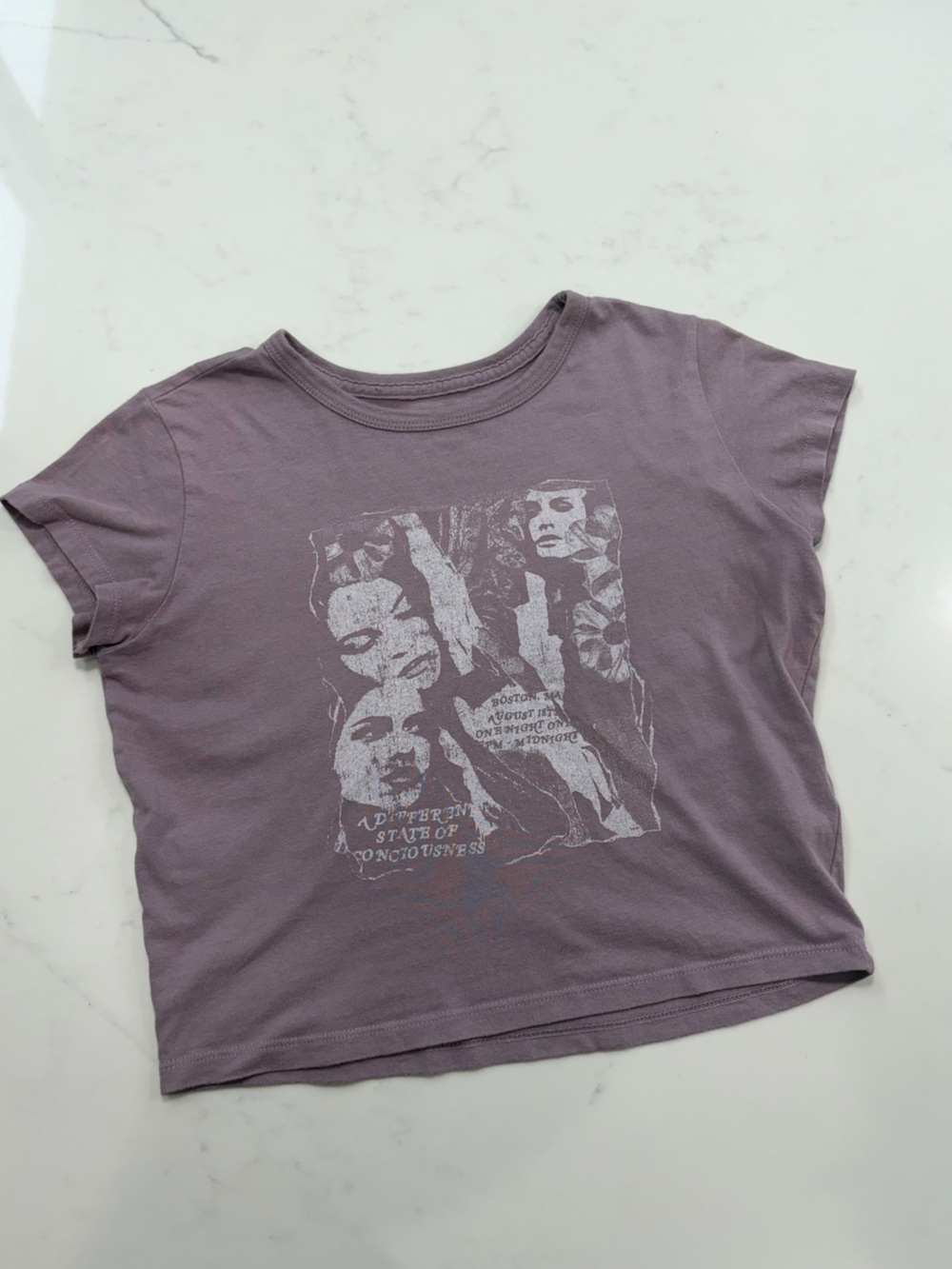 Hollister Y2K Graphic Baby Tee Mauve Brown Size S